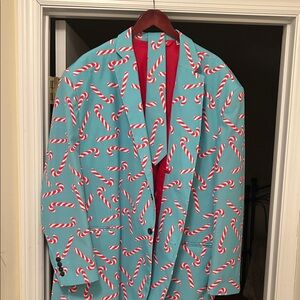Candy Cane xmas suit- worn once- too big 4 me pants are 48W36L
Jacket 56 quality